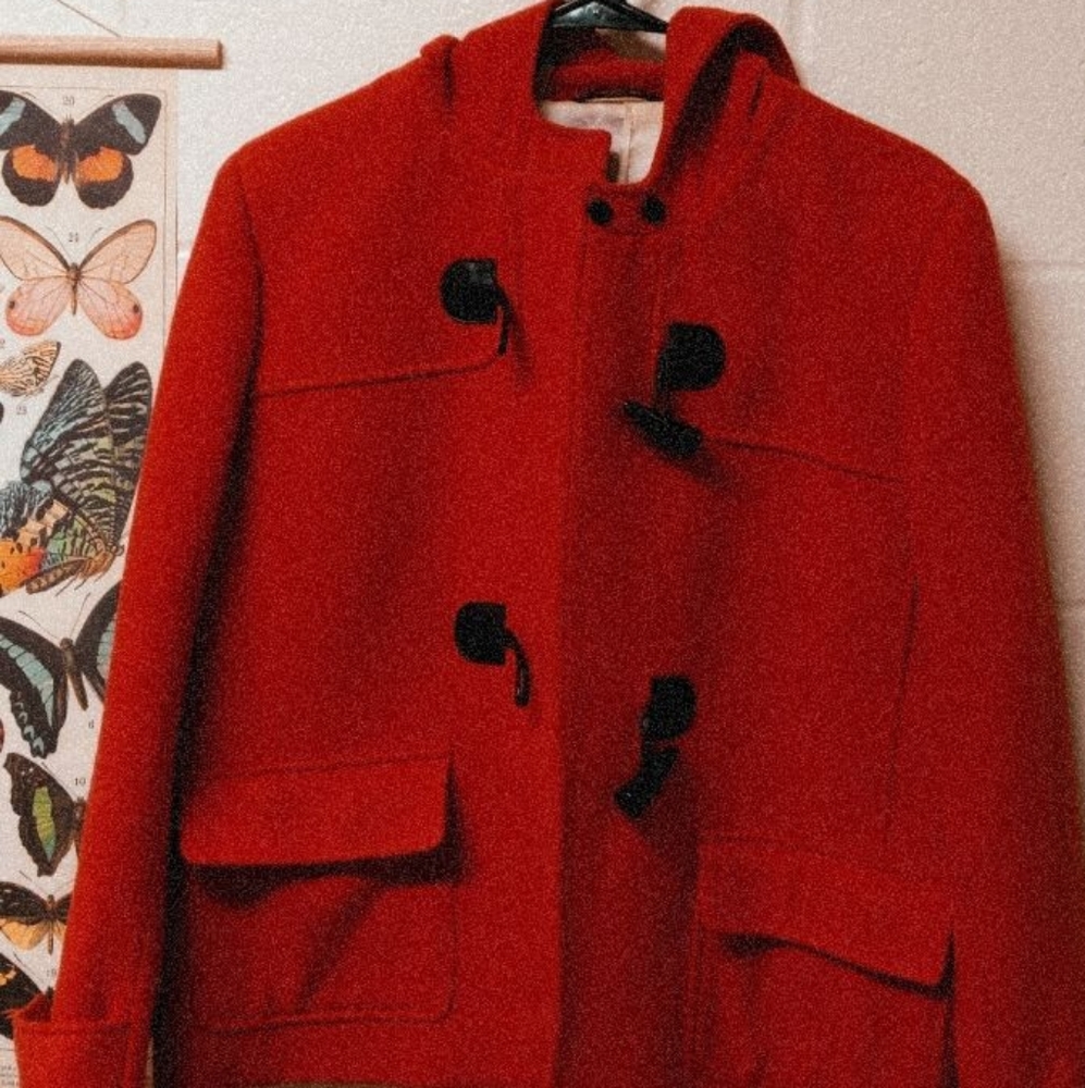 Fire engine red peacoat - Picture 2 of 3